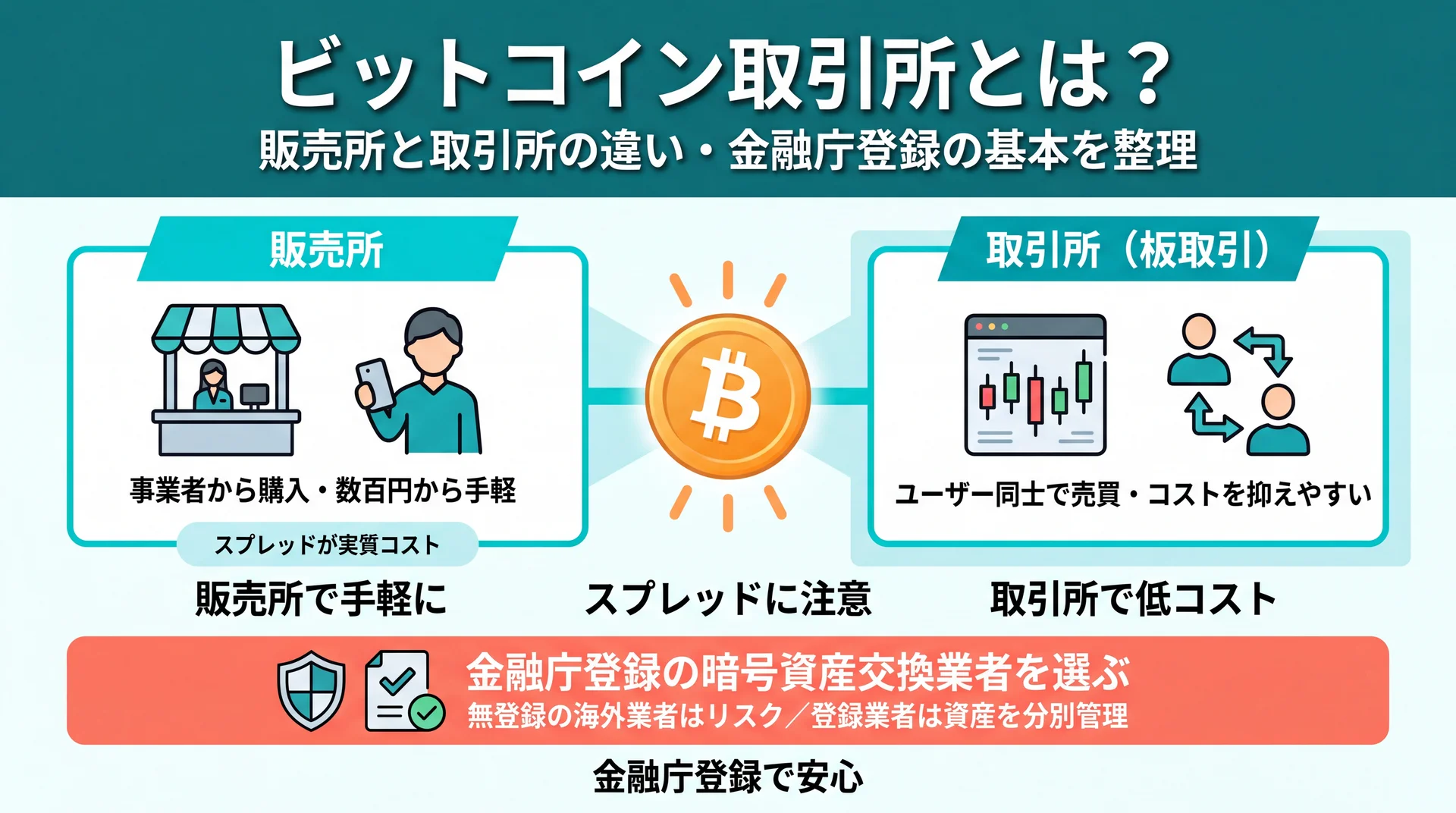販売所と取引所の違いを表す図解