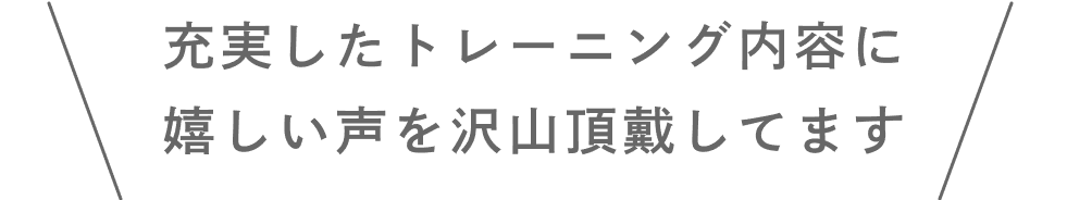 充実したトレーニング内容に嬉しい声を沢山頂戴しています。